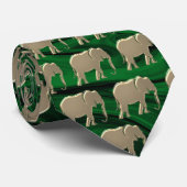 Modern Elegant Gold Elephant Pattern Emerald Green Stropdas (Opgerold)