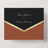 Modern Elegant Gold en Black Wedding All In One Uitnodiging (Achterkant)