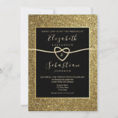 Modern Elegant Gold en Black Wedding Kaart (Voorkant)