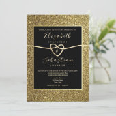 Modern Elegant Gold en Black Wedding Kaart (Staand voorkant)