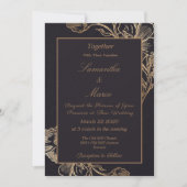 Modern Elegant Gold Faux Metal Floral Wedding Kaart (Voorkant)