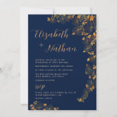 Modern Elegant Gold Floral Navy Blue Quote Kaart (Voorkant)