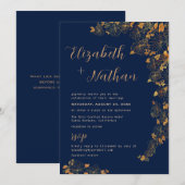 Modern Elegant Gold Floral Navy Blue Quote Kaart (Voorkant / Achterkant)
