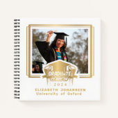 Modern Elegant Gold Foil Foto Afstuderen Gast Notitieboek (Voorkant)