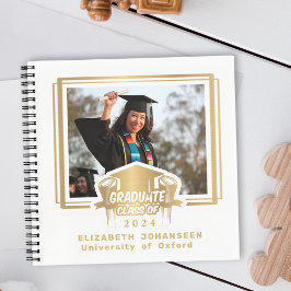 Modern Elegant Gold Foil Foto Afstuderen Gast Notitieboek