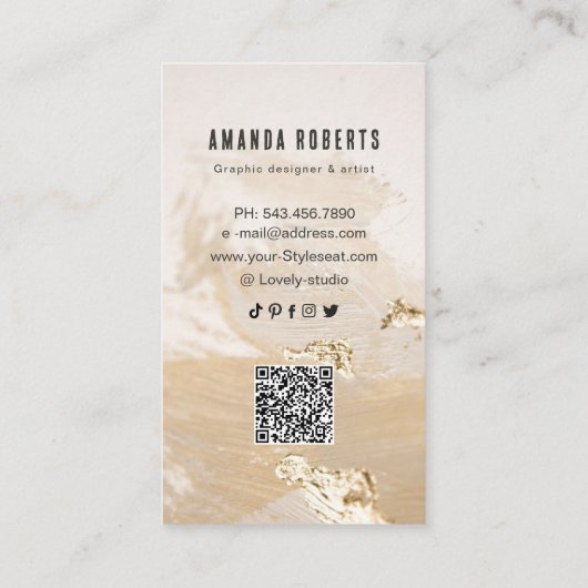 Modern Elegant Gold Foil Visitekaartje | Minimalis (Achterkant)