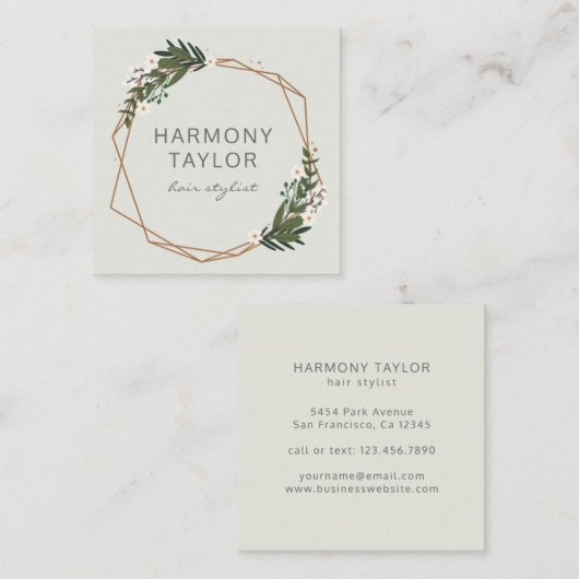 Modern Elegant Gold Geometric Boho Vierkante Visitekaartje (Voorkant / Achterkant)