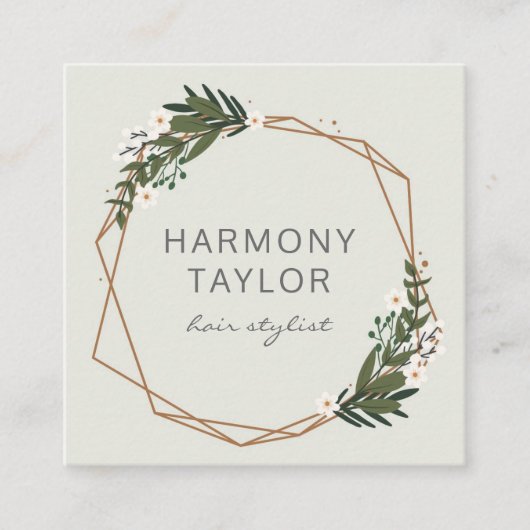 Modern Elegant Gold Geometric Boho Vierkante Visitekaartje (Voorkant)