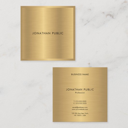 Modern Elegant Gold Glamor Luxury Sjabloon Trendy Vierkante Visitekaartje (Voorkant / Achterkant)