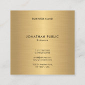 Modern Elegant Gold Glamor Luxury Sjabloon Trendy Vierkante Visitekaartje (Achterkant)