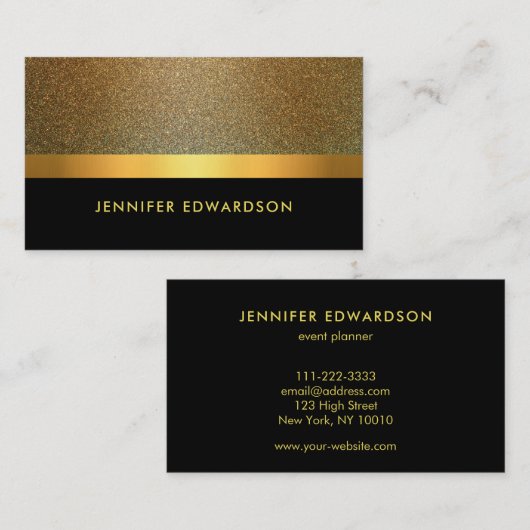 Modern Elegant gold glitter black professional Visitekaartje (Voorkant / Achterkant)