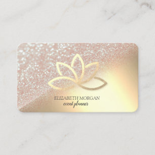 Modern Elegant Gold Glitter Bokeh Ombre Gold Lotus Visitekaartje