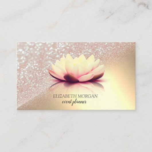 Modern Elegant Gold Glitter Bokeh Ombre Lotus Visitekaartje (Voorkant)