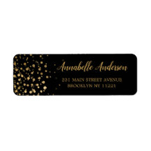 Modern elegant Gold Glitter Confetti Script Black