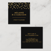 Modern Elegant Gold Glitter en Black Vierkante Visitekaartje (Voorkant / Achterkant)