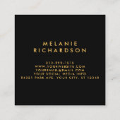 Modern Elegant Gold Glitter en Black Vierkante Visitekaartje (Achterkant)