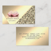 Modern Elegant Gold Glitter, Geometric, Lotus Visitekaartje (Voorkant / Achterkant)