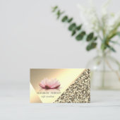 Modern Elegant Gold Glitter, Geometric, Lotus Visitekaartje (Staand voorkant)