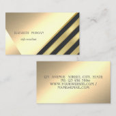 Modern elegant Gold Glitter, Striped, Geometric Visitekaartje (Voorkant / Achterkant)