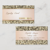 Modern Elegant, Gold Glitter Striped Loyalty Kaart (Voorkant / Achterkant)