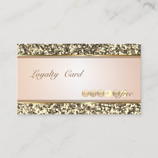 Modern Elegant, Gold Glitter Striped Loyalty Kaart (Voorkant)