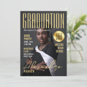Modern Elegant Gold Graduation Class Of Photo Kaart (Staand voorkant)
