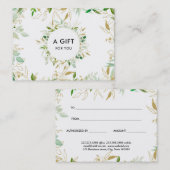 Modern Elegant Gold Greenery Gift Certificate Kortingskaartje (Voorkant / Achterkant)
