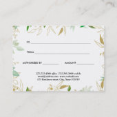 Modern Elegant Gold Greenery Gift Certificate Kortingskaartje (Achterkant)
