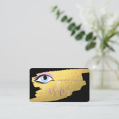 Modern Elegant Gold, Lashes, Makeup Artist Visitekaartje (Staand voorkant)