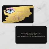 Modern Elegant Gold, Lashes, Makeup Artist Visitekaartje (Voorkant / Achterkant)