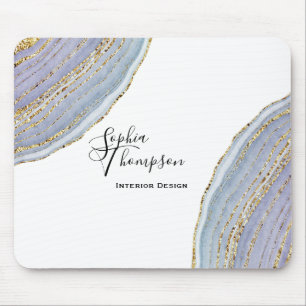 Modern Elegant Gold Lavender Geode Agate Mousepad Muismat