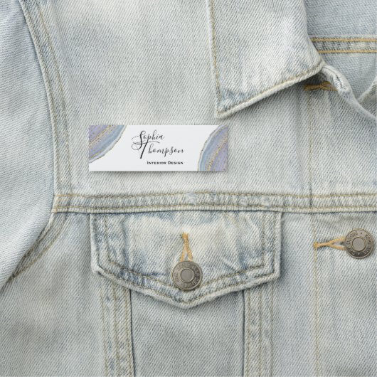 Modern Elegant Gold Lavender Geode Agate Naamplaatje (In situ)