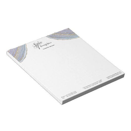 Modern Elegant Gold Lavender Geode Agate - Notitie Notitieblok (Schuin)