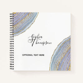 Modern Elegant Gold Lavender Geode Agate Notitiebo Notitieboek