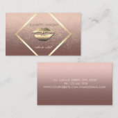 Modern Elegant, Gold Lijst, Confetti, lips Visitekaartje (Voorkant / Achterkant)
