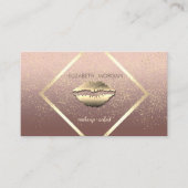 Modern Elegant, Gold Lijst, Confetti, lips Visitekaartje (Voorkant)