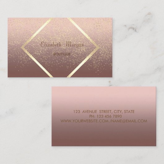 Modern Elegant, Gold Lijst, Confetti Visitekaartje (Voorkant / Achterkant)
