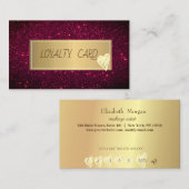 Modern Elegant Gold Lijst, hartenrood glitter Klantenkaartje (Voorkant / Achterkant)