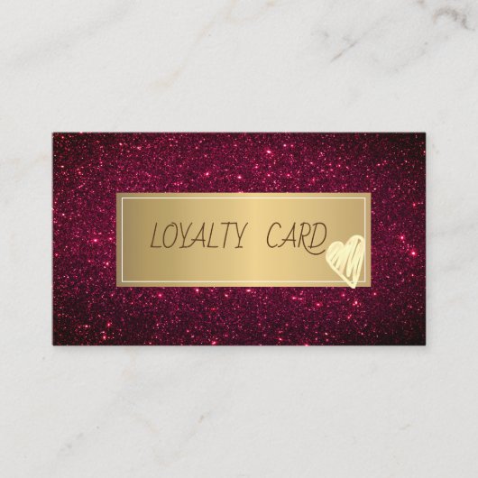 Modern Elegant Gold Lijst, hartenrood glitter Klantenkaartje (Voorkant)