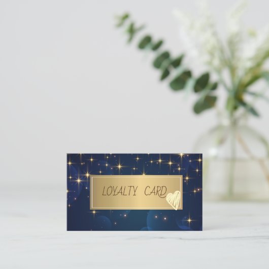 Modern Elegant Gold Lijst, hartsterren Klantenkaartje (Staand voorkant)