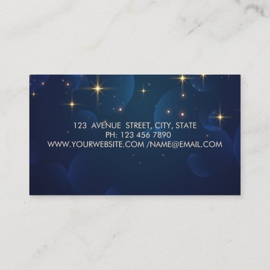 Modern Elegant, Gold Lijst, Navy Blue, Scissors Visitekaartje (Achterkant)