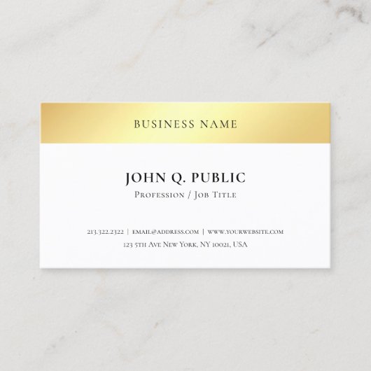Modern Elegant Gold Look Eenvoudige Sjabloon Popul Visitekaartje (Voorkant)