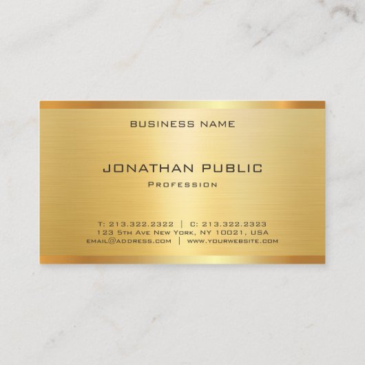 Modern Elegant Gold Look Glamoureus Professioneel Visitekaartje (Achterkant)