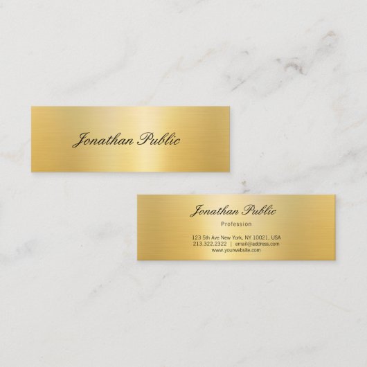 Modern Elegant Gold Look Kalligrafie Script Trendy Mini Visitekaartje (Voorkant / Achterkant)