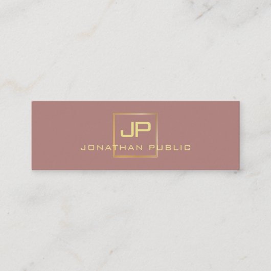 Modern Elegant Gold Look Monogram Professional Mini Visitekaartje (Voorkant)