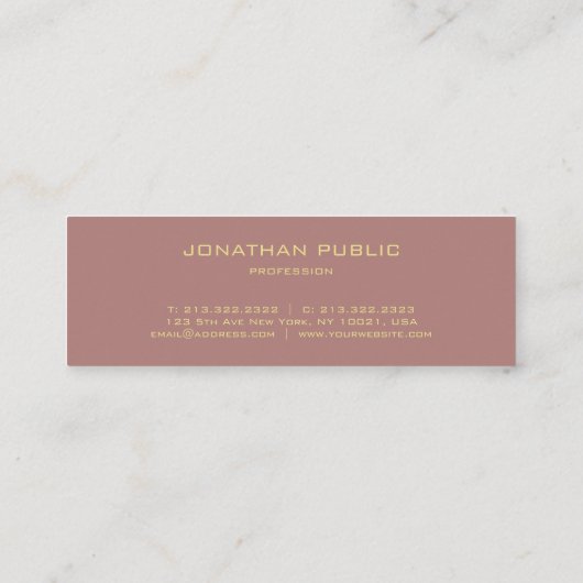 Modern Elegant Gold Look Monogram Professional Mini Visitekaartje (Achterkant)