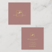 Modern Elegant Gold Look Monogram Professional Vierkante Visitekaartje (Voorkant / Achterkant)