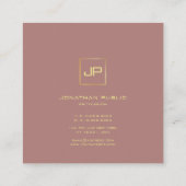 Modern Elegant Gold Look Monogram Professional Vierkante Visitekaartje (Achterkant)