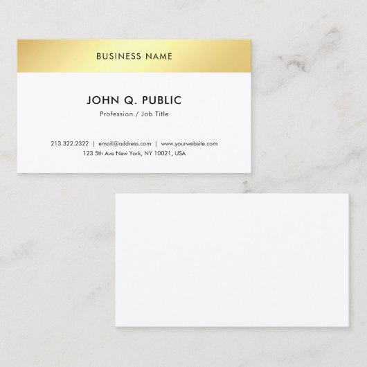 Modern Elegant Gold Look Trendy Eenvoudige Sjabloo Visitekaartje (Voorkant / Achterkant)