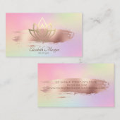 Modern Elegant Gold Lotus Brush Stroke Hologrphic Visitekaartje (Voorkant / Achterkant)